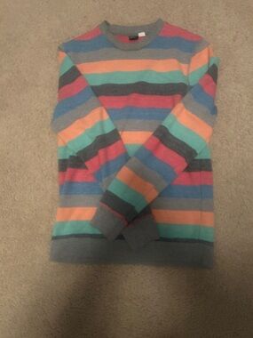 BDG Gray Sweatshirt with Pink and Teal Stripes